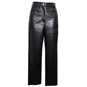 Wilfred Womens Melina Black Vegan Leather High Waisted Straight Leg Pants Sz 00